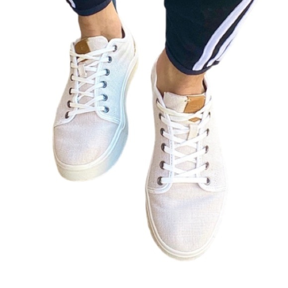 TOMS Birch Heritage Travel Lite Canvas Lace Up Sneaker Size 9 Natural Canvas - Picture 4 of 16